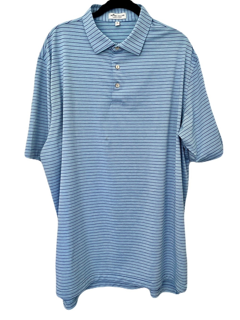 Peter Millar ‘Summer Comfort’ Blue Striped Polo Shirt, Size XL